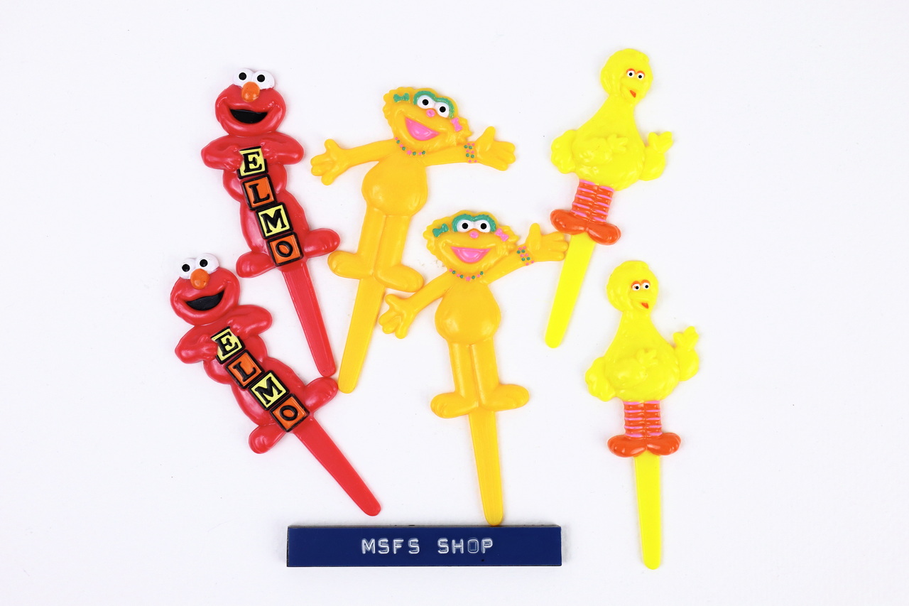 [Vintage] ส้อมจิ้มขนมลายการ์ดูน Sesame Street จาก Sesame Workshop 6 ชิ้น