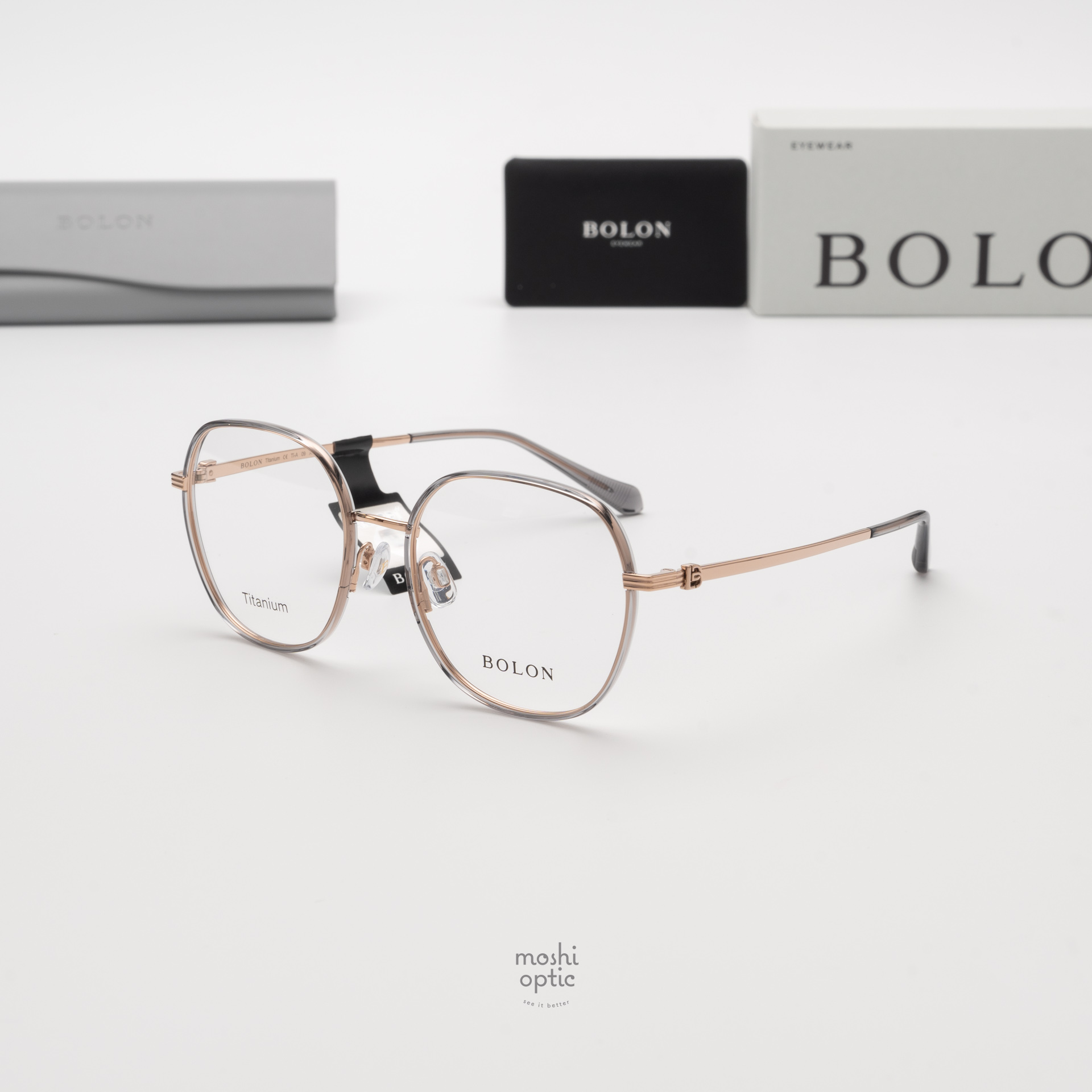 แว่นสายตา BOLON รุ่น NARA BA6039 B13 Rose Gold|Transparent Medium Grey