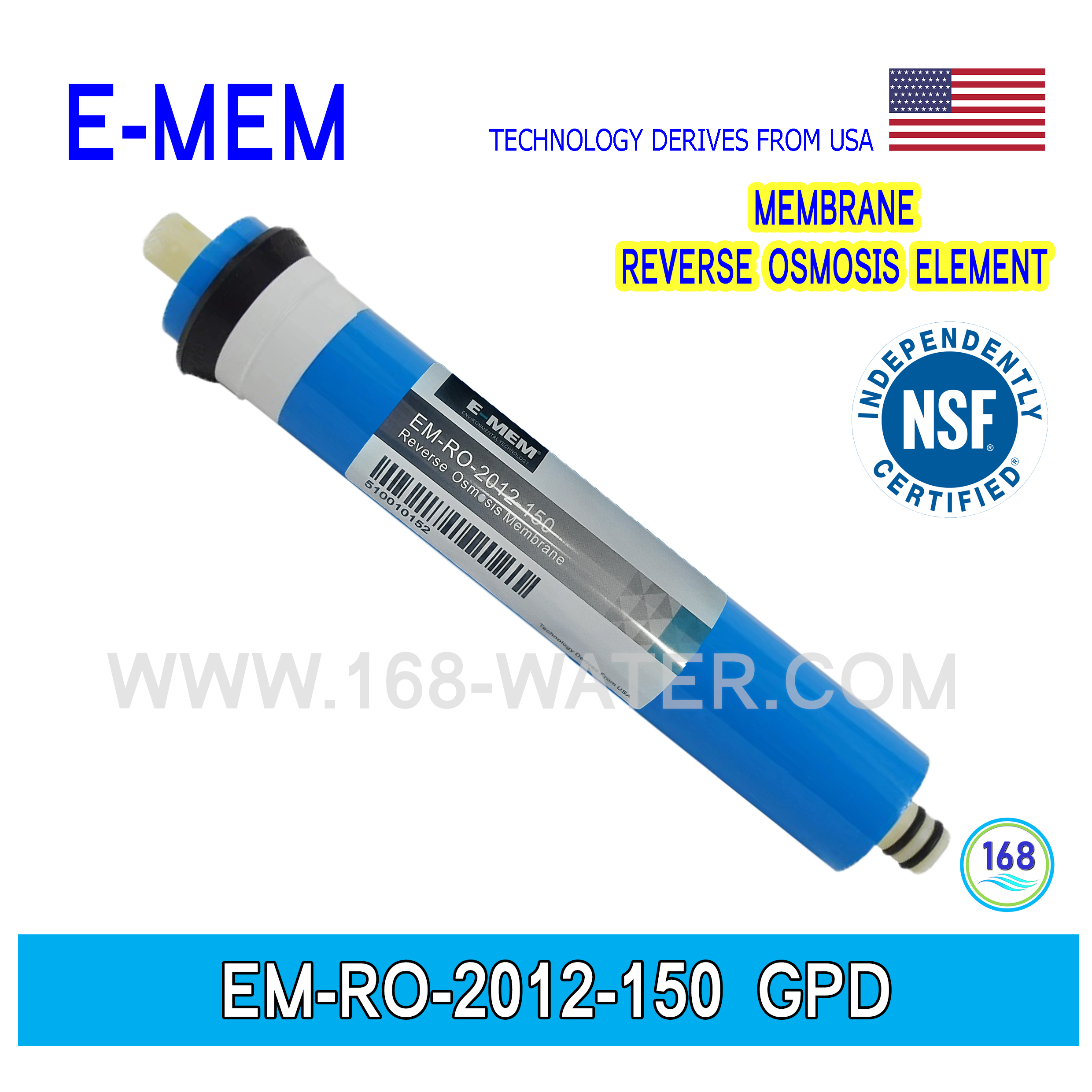 ไส้กรองน้ำ RO Membrane RO-2012-150 GPD (E-MEM)