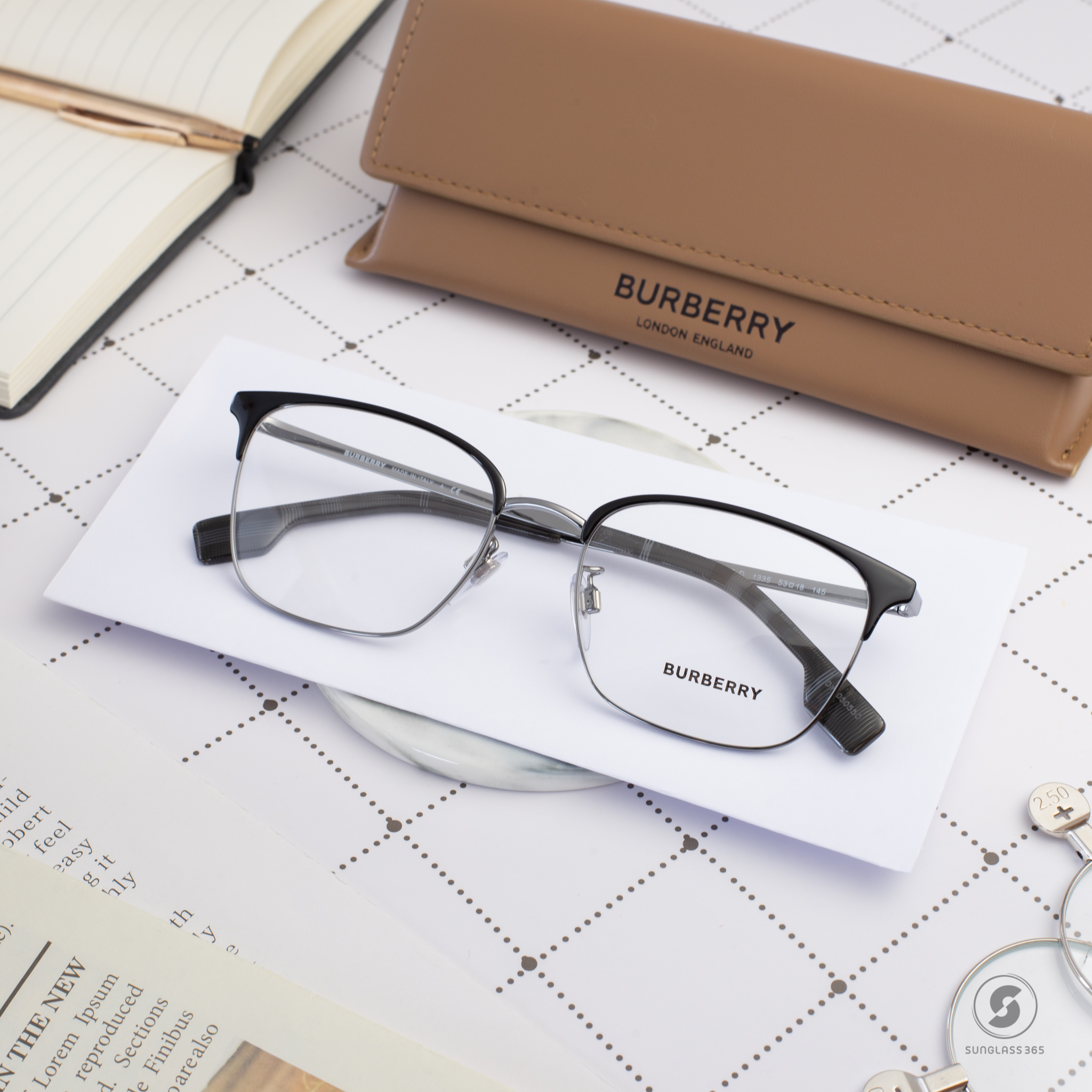BURBERRY BE1338D 1335 Gunmetal / Black