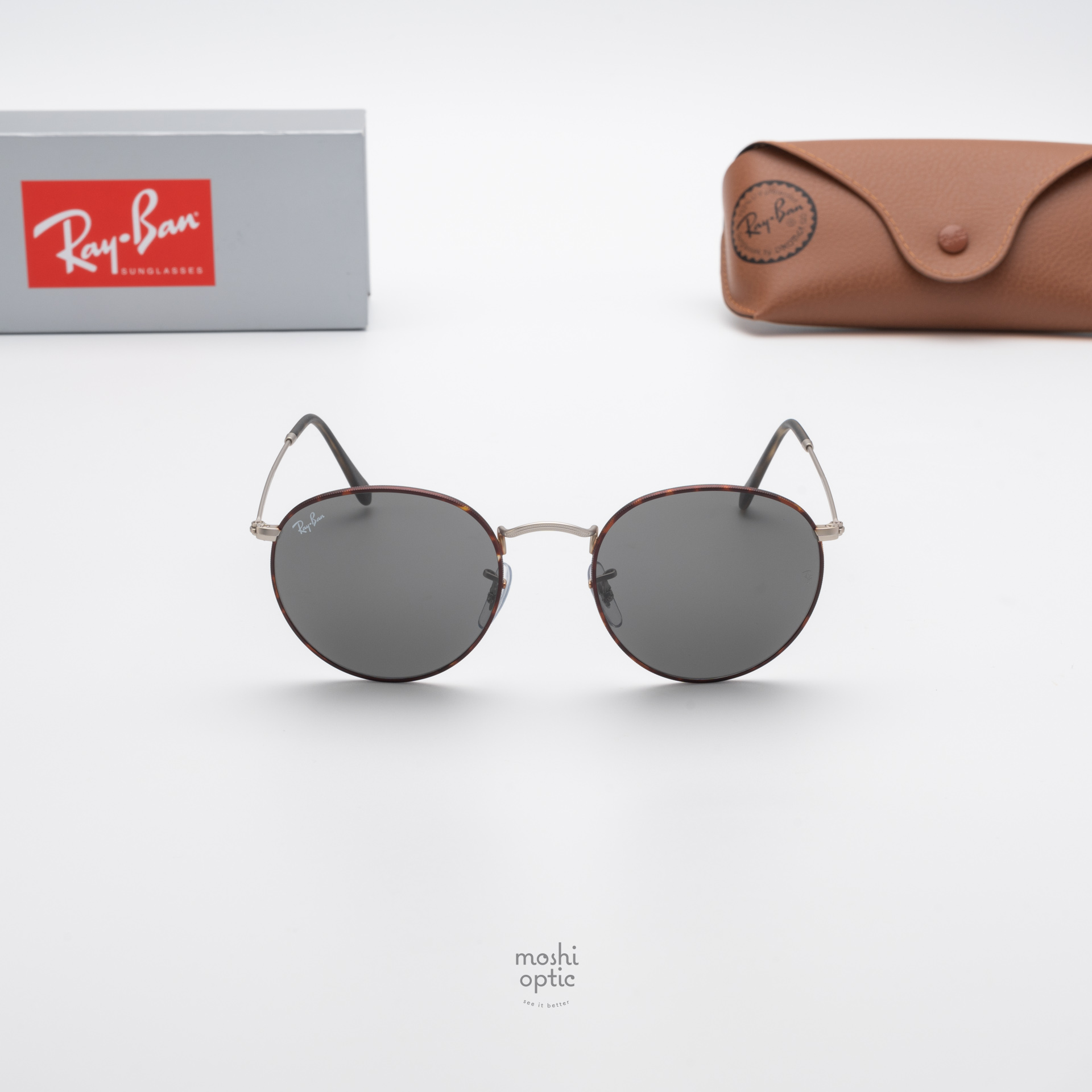 RayBan Round Metal RB3447 9277B1 Matte Havana on Matte Silver
