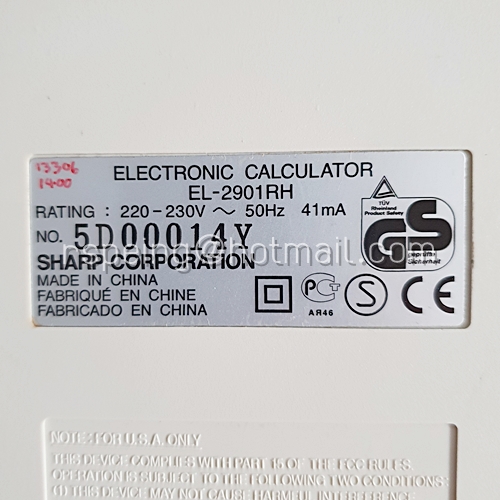 เครื่องคิดเลข SHARP แบบพิมพ์ผลทางกระดาษ รุ่น EL-2901 RH