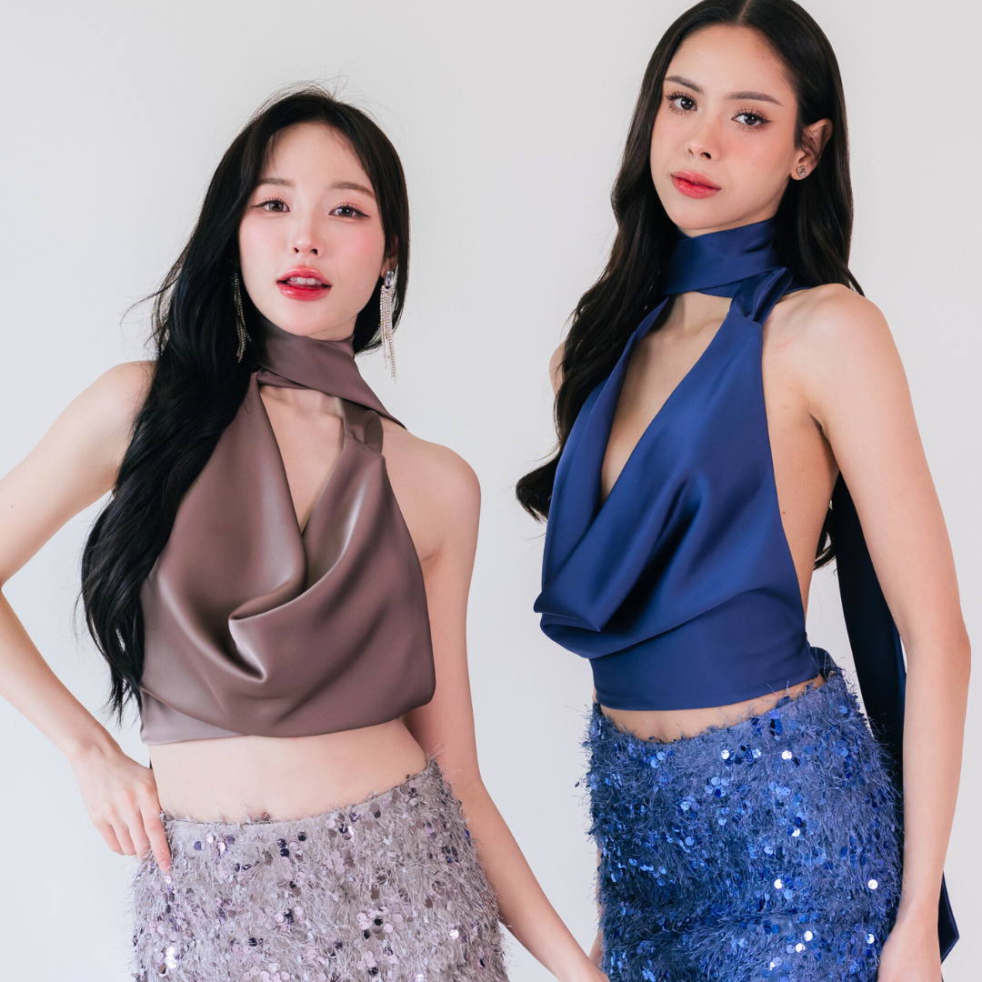 Lism S-071 The Drape Muse Top เสื้อคล้องคอเรียบหรู