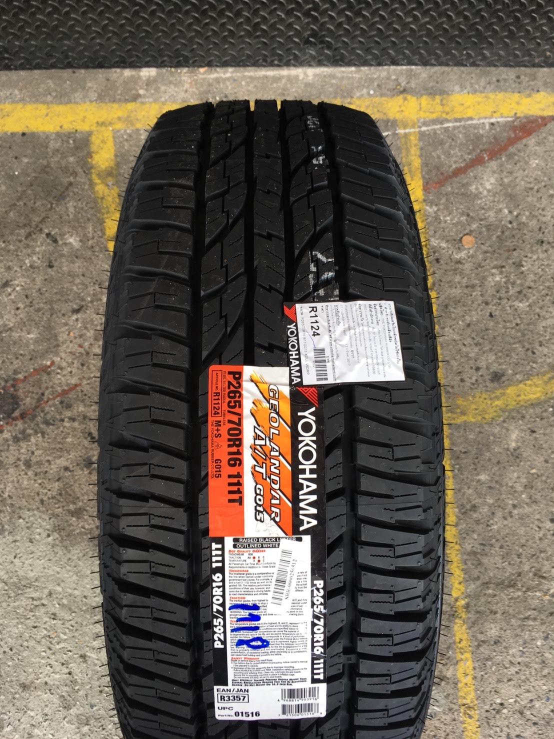 YOKOHAMA GEOLANDAR AT G015 265-70-16 เส้น 3980 ปี17 ปกติ 6500