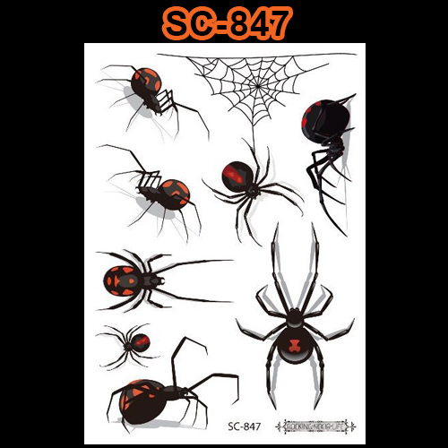 Tattoo Halloween แทททูฮาโลวีน สติ๊กเกอร์แต่งหน้าลายแมงมุม #F