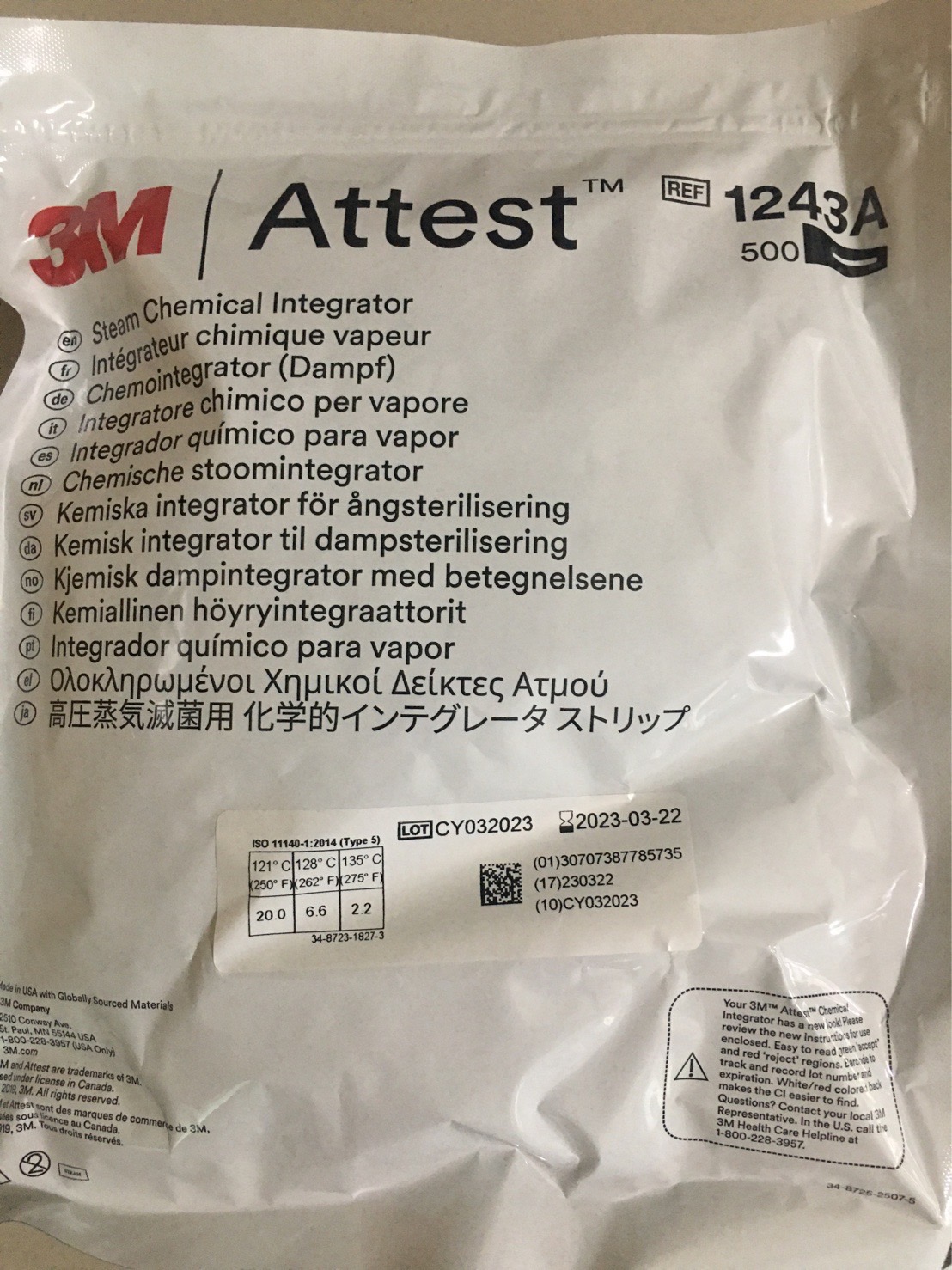 Attest 3 M Steam chemical Indicator (1243A)