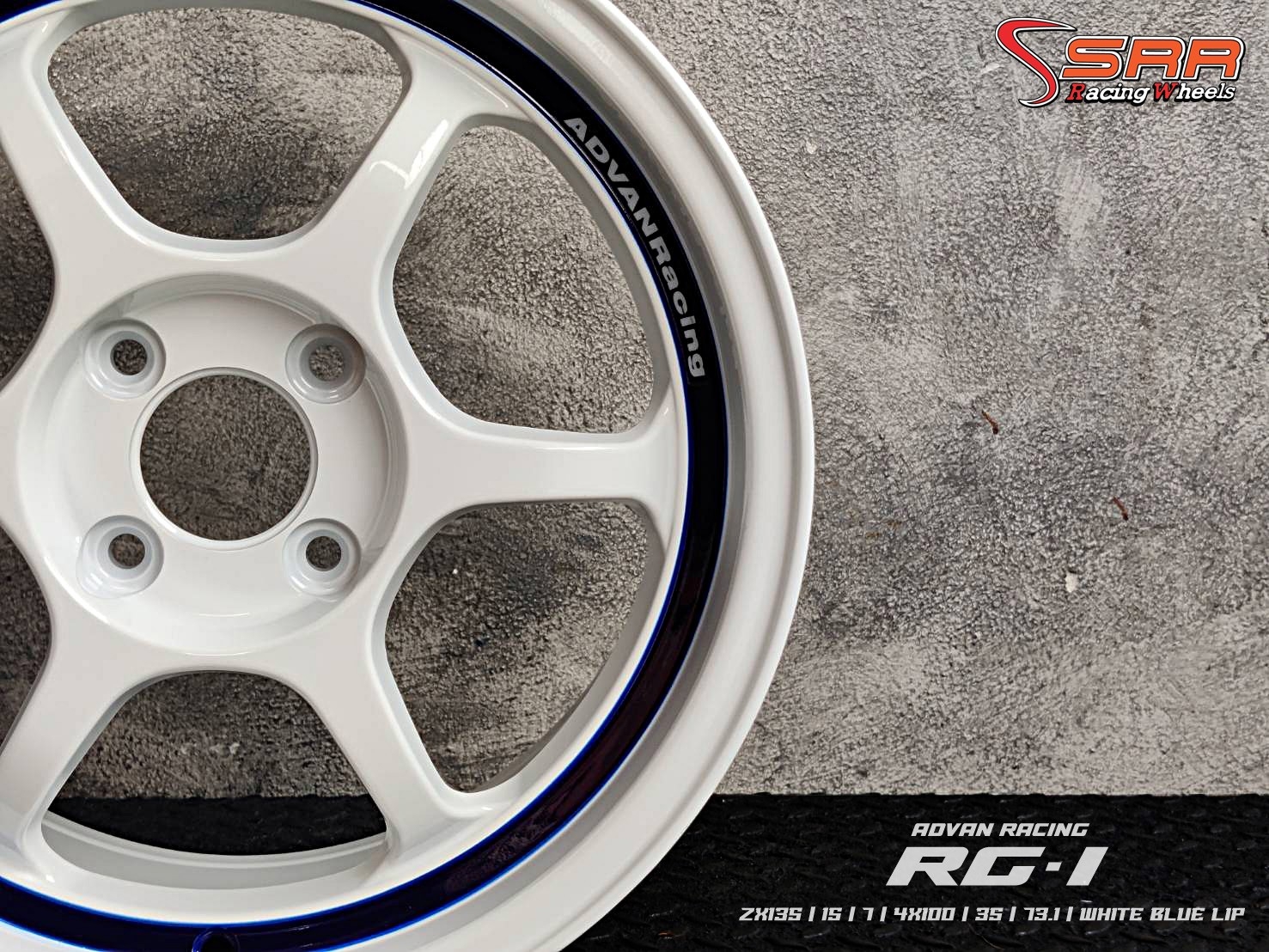 APEX : RG-1 15X7 4H100 35 WHITE BLUE LIP (ขาวขอบน้ำเงิน)