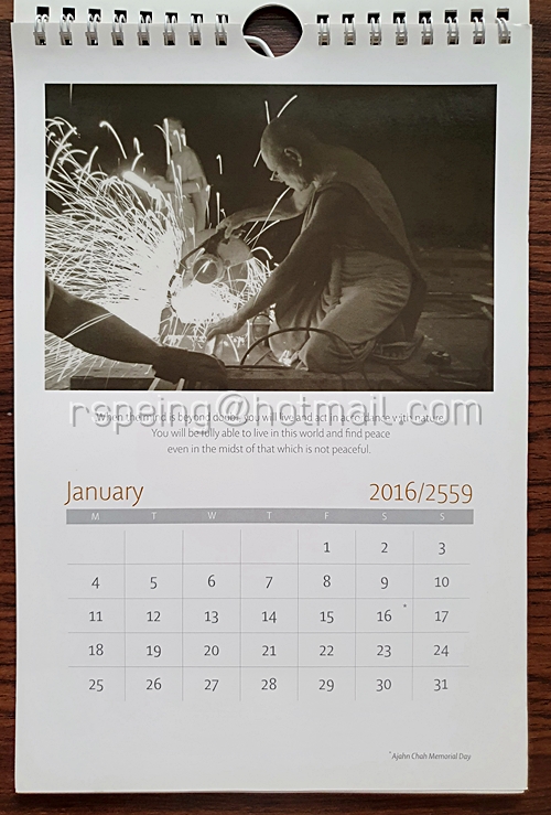 ปฏิทินแขวน Forest Sangha Calendar 2016 (2559)