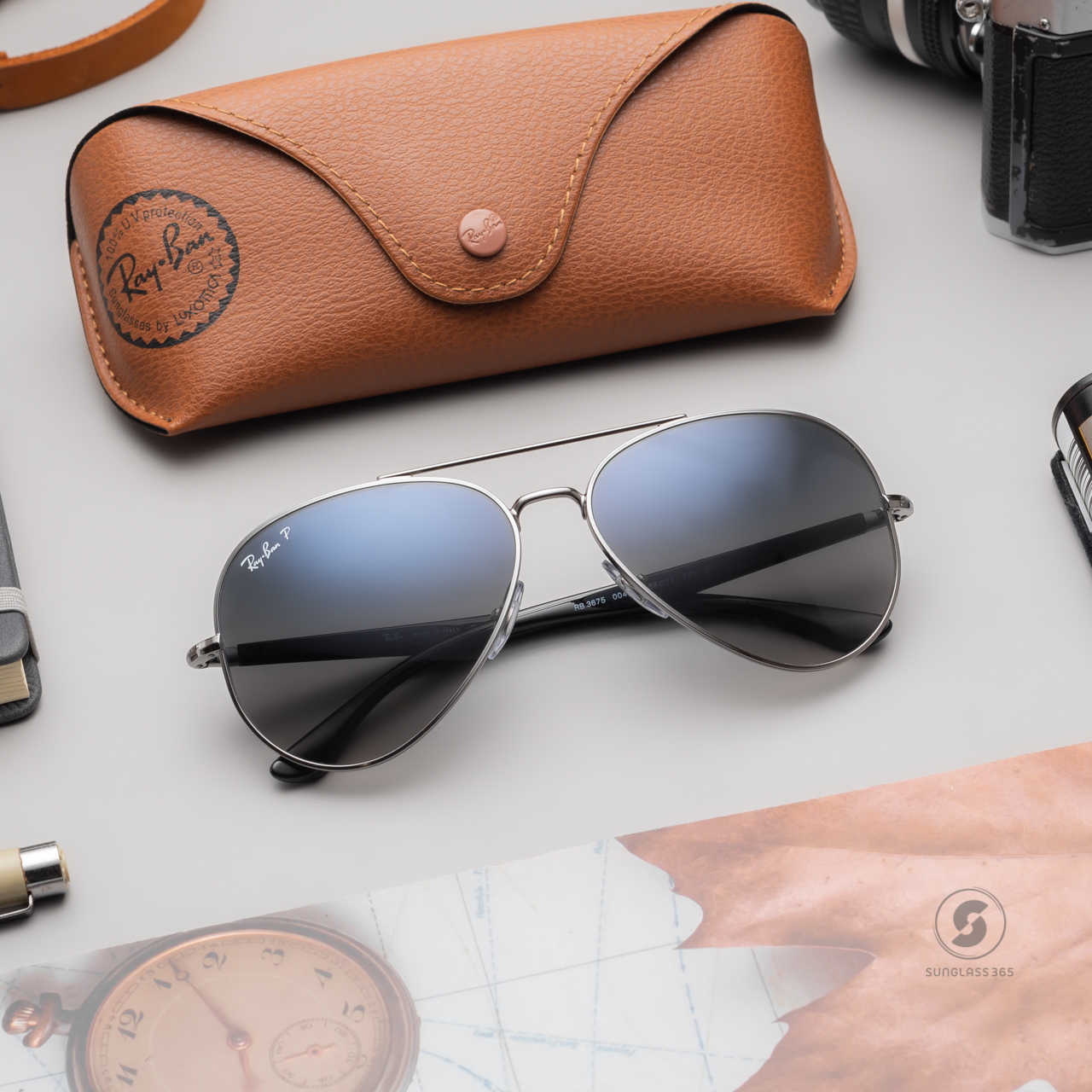 Ray Ban RB3675 004/78 Gunmetal / Blue Grey Polarized