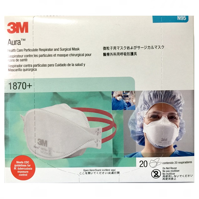 3M 1870+ N95 หน้ากากป้องกันการแพร่กระจายเชื้อโรค ฝุ่น ละออง Surgical Mask (20 ชิ้น)