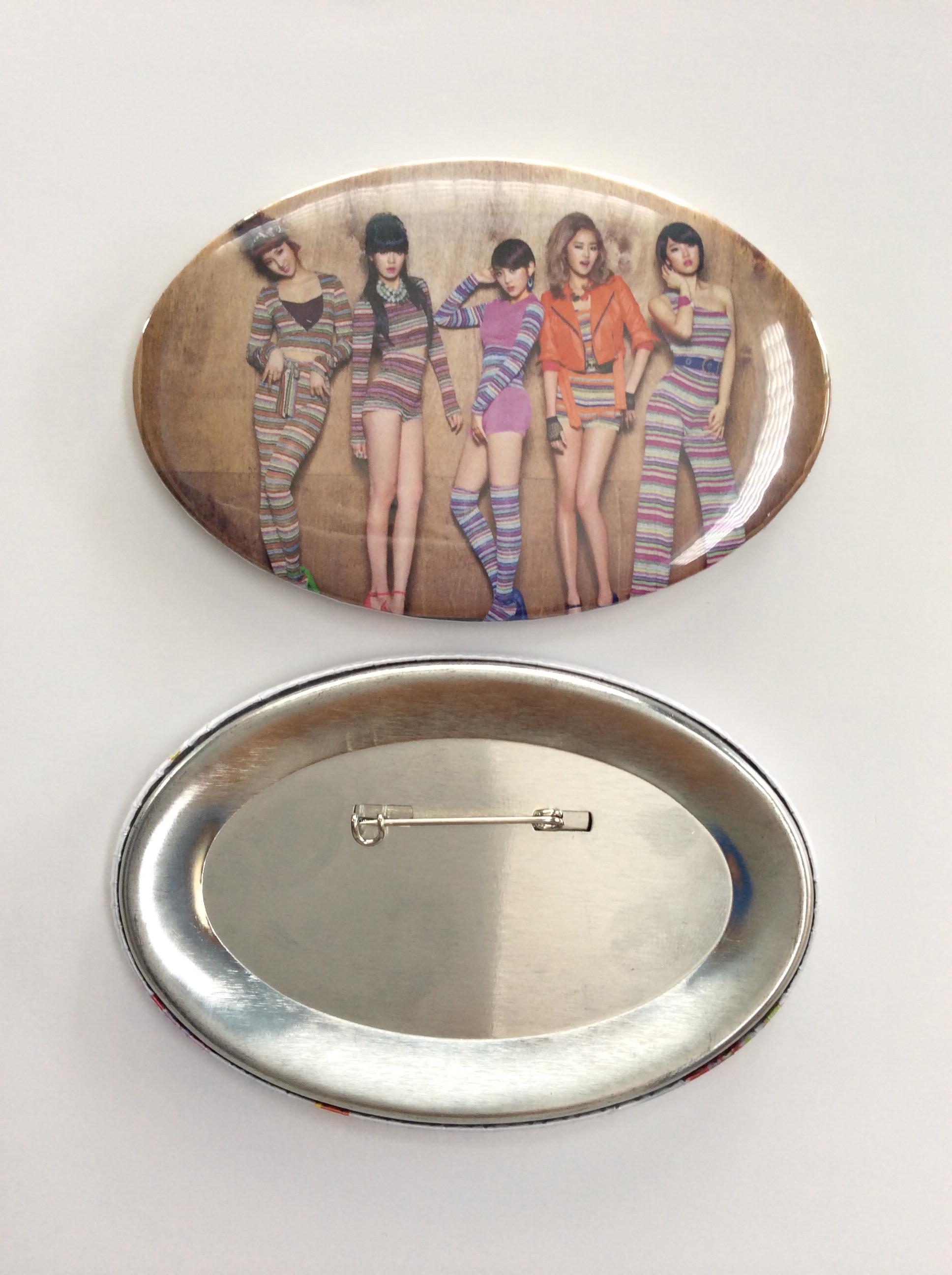 เข็มกลัดวงรี 6x9 cm ฝาโลหะ