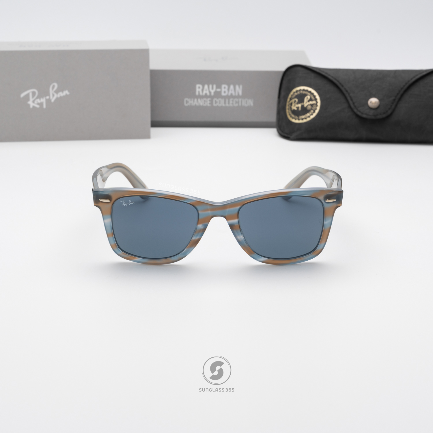 Ray Ban Wayfarer Change Collection RB2140F 1407R5 Photo Striped Light Blue