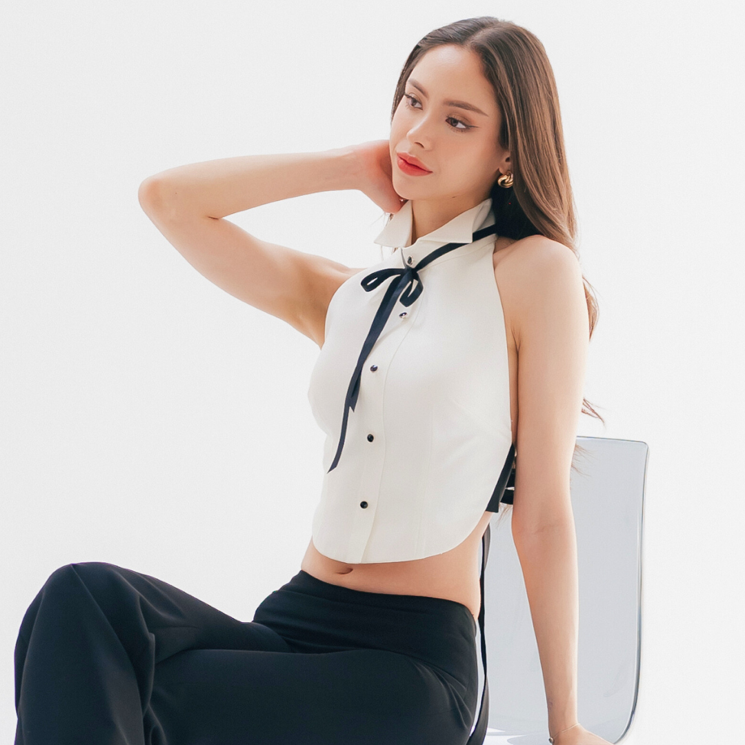 Lism S-064 Black Bow Muse Top เสื้อผูกโบว์หลัง