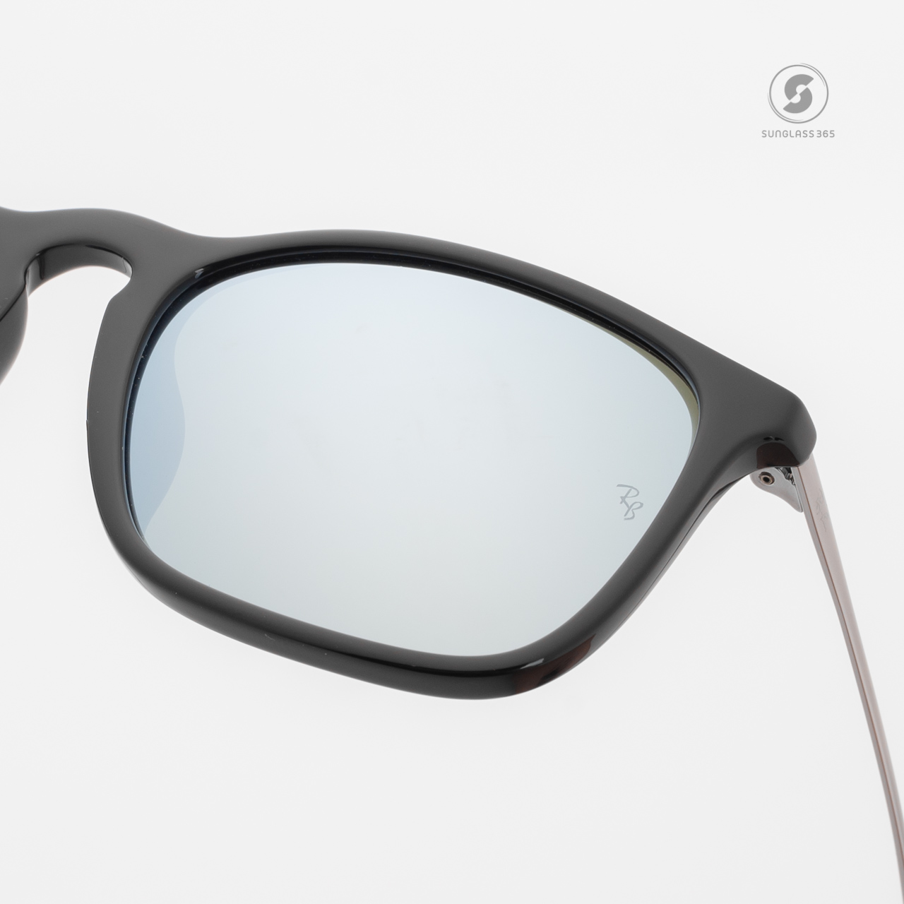 Ray Ban RB4187F 601/30 SHINY BLACK Green Mirror Silver