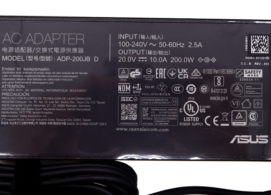 สายชาร์จ โน๊ตบุ๊ค Asus ADP-200JB D 200W หัว 6.0mm * 3.7mm ราคาพิเศษ Adapter Asus 200W ตรงรุ่น ตรงสเปค