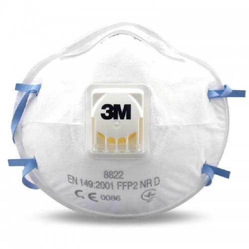 3M 8822 P2 หน้ากากป้องกันฝุ่นละอองและฟูมโลหะ (10ชิ้น/กล่อง) Particulate Respirator with Valve
