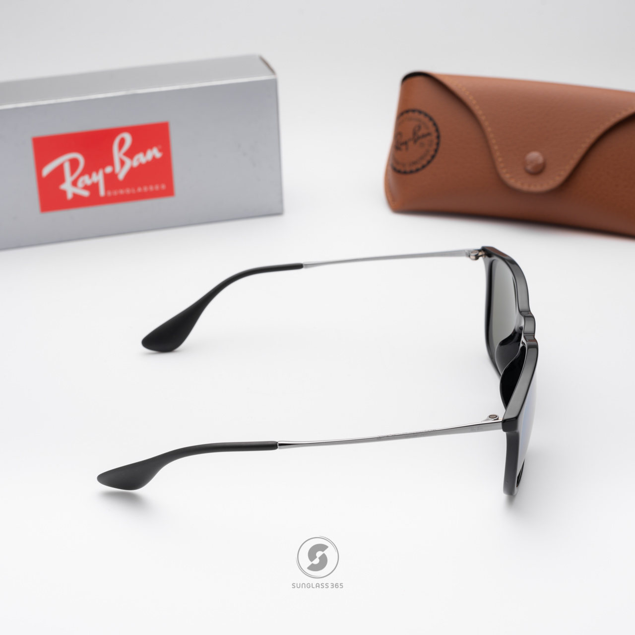 Ray Ban RB4187F 601/30 SHINY BLACK Green Mirror Silver