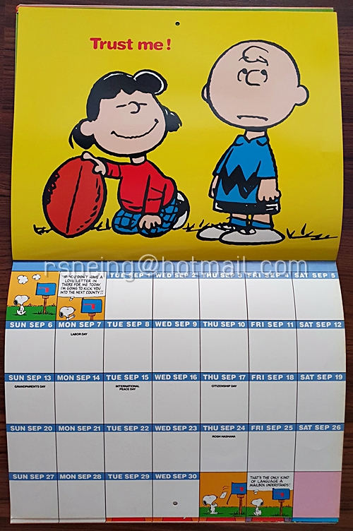 ปฏิทินแขวน Snoopy 1987 (2530) Month by Month