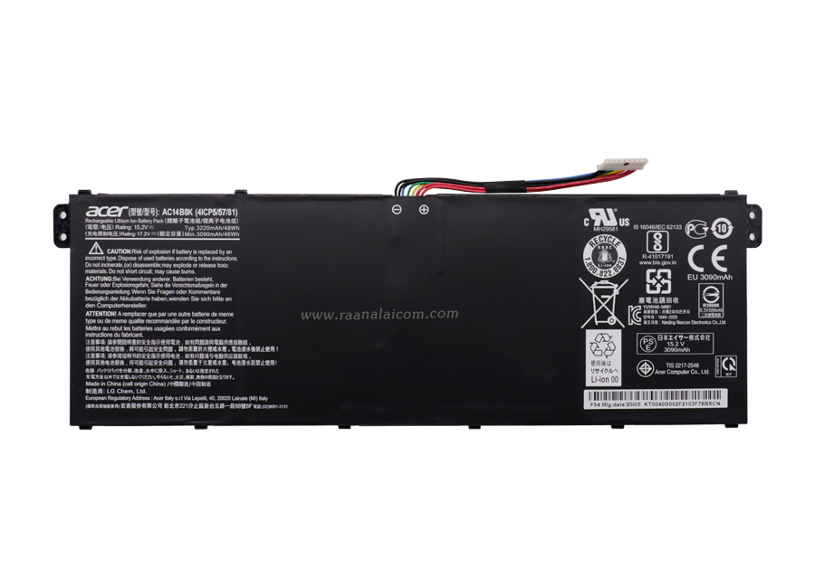 แบตเตอรี่ Acer Nittro 5 AN515-42-R8HN, Swift 3 SF314-51-33P3 Original AC14B8K ราคา พิเศษ Battery Acer Aspire 5 A515-52G-78AH, Nittro 5 AN515-42-R8HN 46Whr ตรงรุ่น ลดราคาพิเศษ