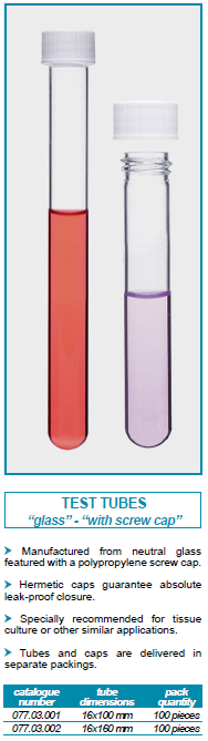 หลอดทดลองพร้อมฝาเกลียว TEST TUBE - SCREW CAP - 100ชิ้น/กล่อง - ISOLAB