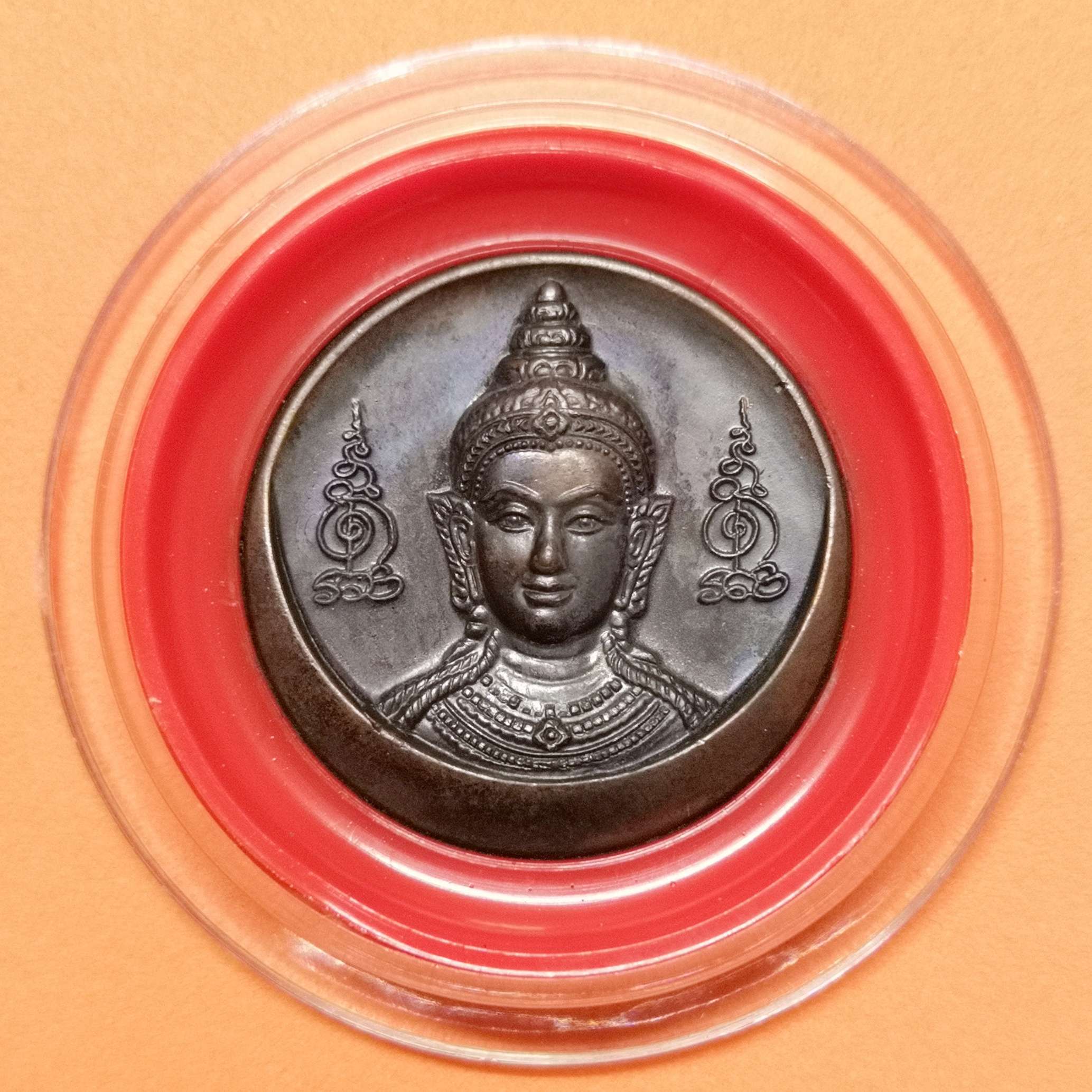 เหรียญพิมพ์เล็ก จตุคาม รามเทพ รุ่น โคตรรวย วัดโคกโพธิ์สถิตย์ จ.นครศรีธรรมราช ปี 2550 เนื้อทองแดงรมดำ ขนาด 2.5 เซน