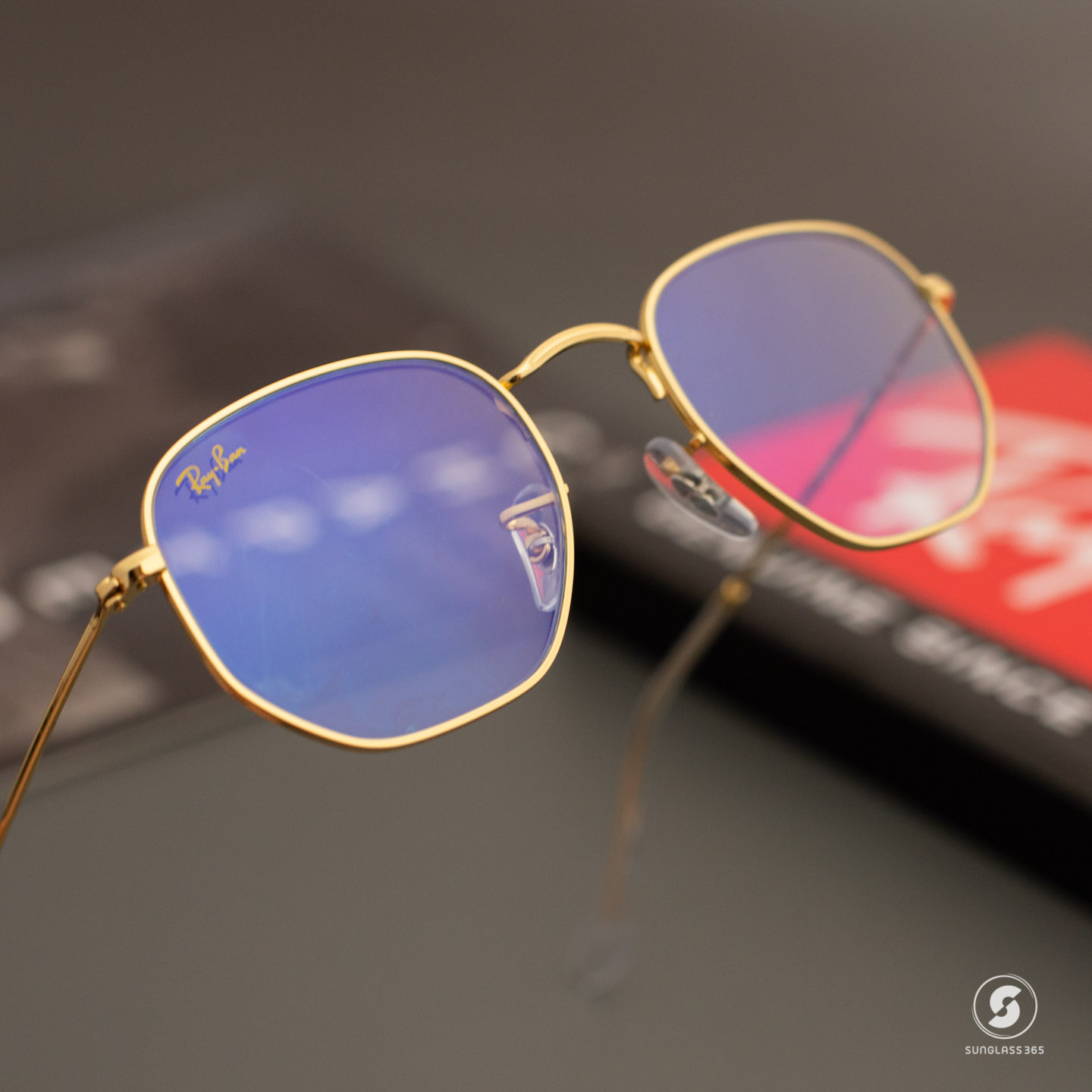 RayBan Hexagonal RB3548 9196BF Clear/Blue Light Filter