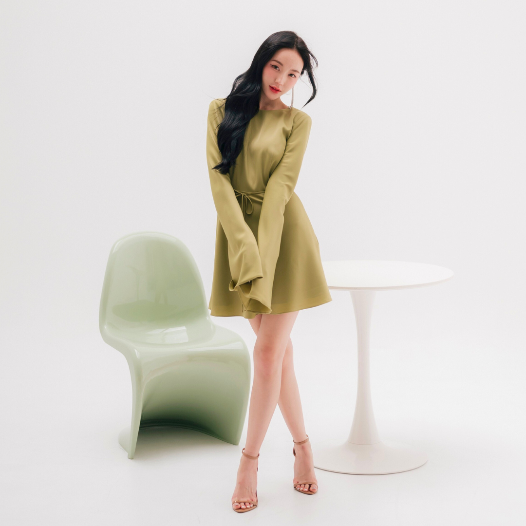 Lism D-097 Satin Bell Charm Dress ชุดเดรสซาติน