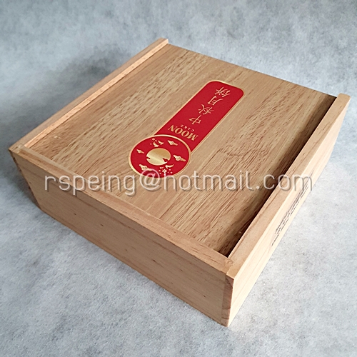 กล่องขนมไหว้พระจันทร์ (ไม้) ฝาสไลด์