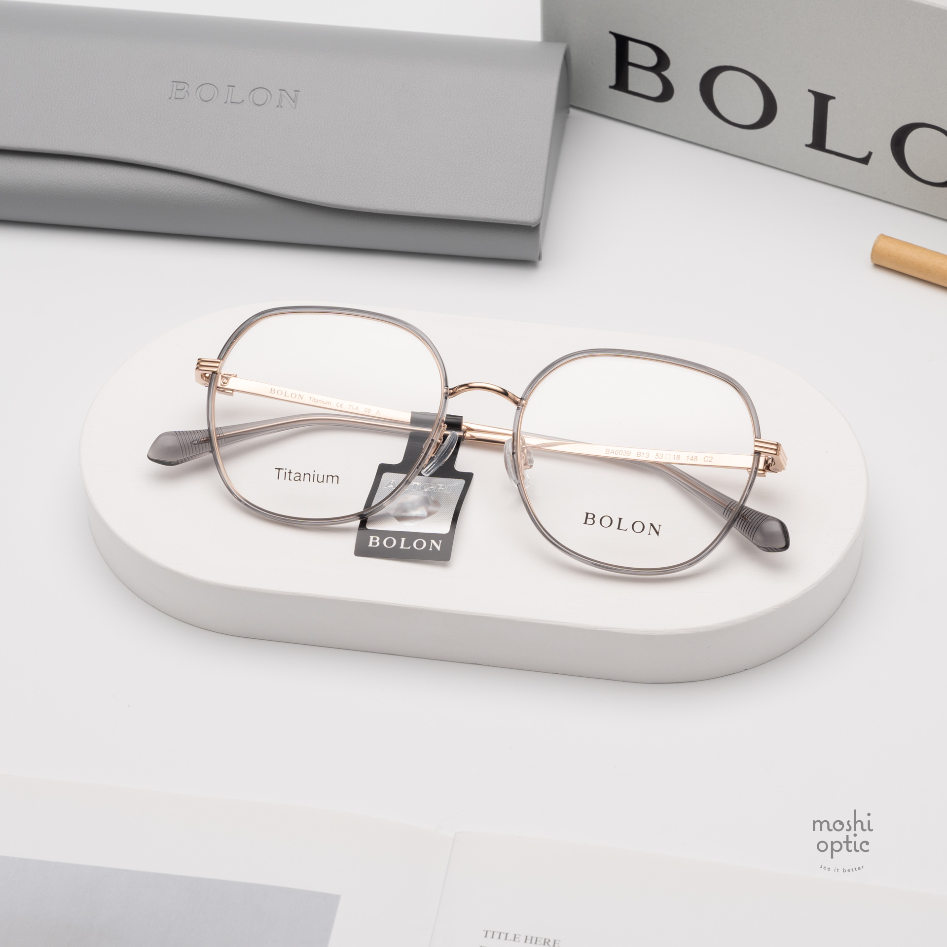 แว่นสายตา BOLON รุ่น NARA BA6039 B13 Rose Gold|Transparent Medium Grey