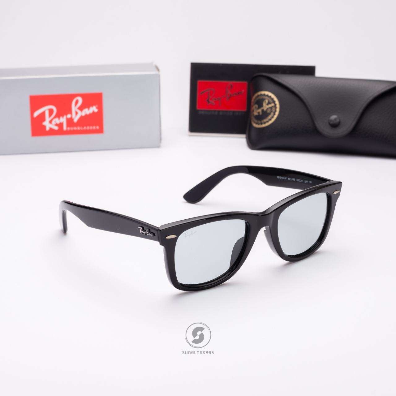 Ray Ban Wayfarer RB2140F 601/R5 Black Light Grey
