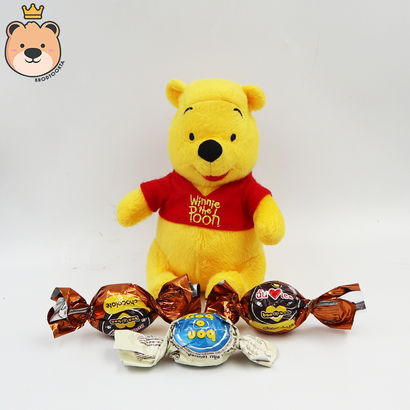 เซ็ตเซอร์ไพรส์แฟน ตุ๊กตาหมีพูห์ 6.5 นิ้ว ลิขสิทธิ์แท้100% +ช็อกโกแลต อัดเม็ดโฟมคละสี กล่องของขวัญเปิดฝา เม็ดโฟมคละสี