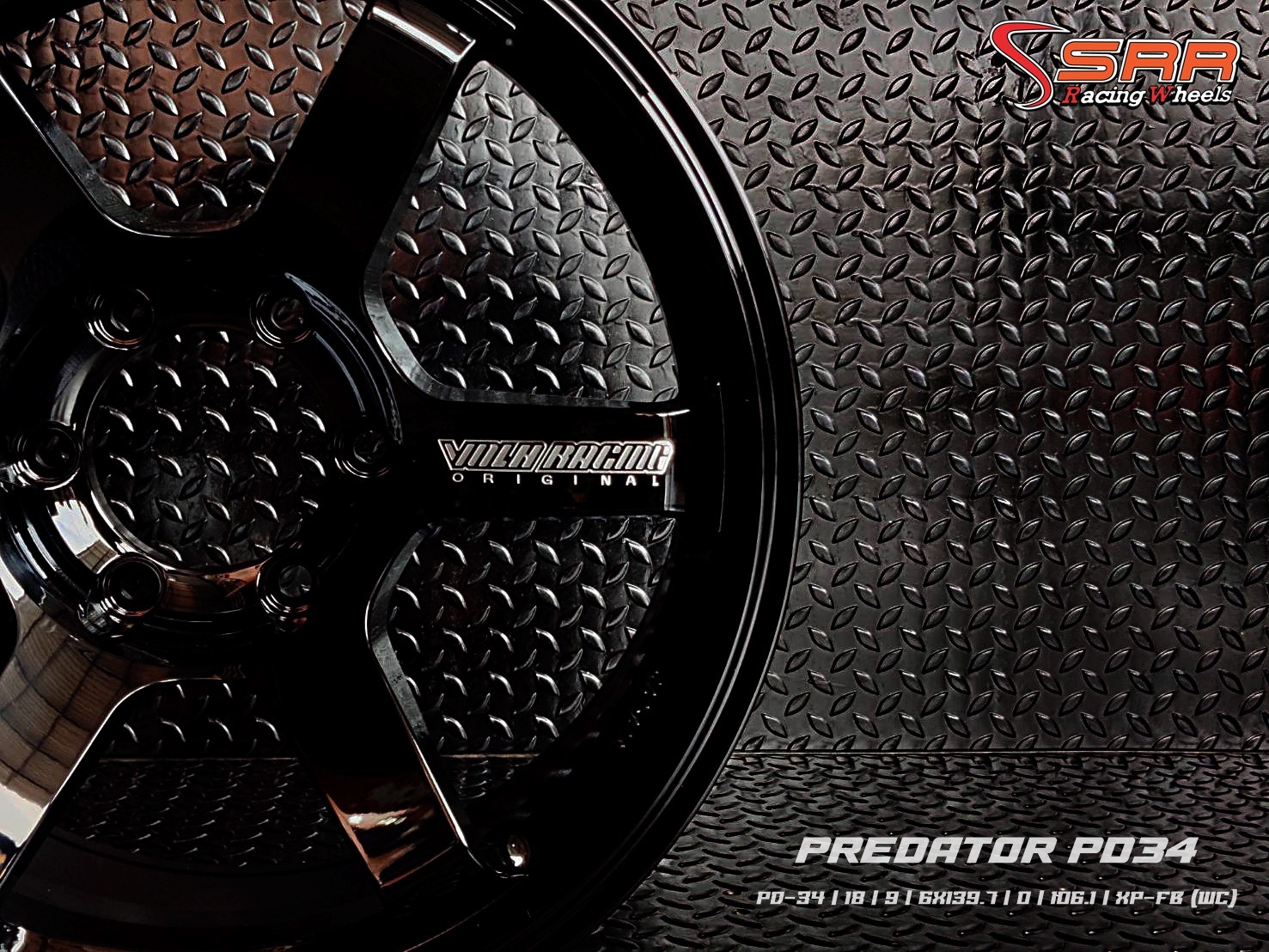PREDATOR : TE37SUV 18X9 6X139.7 ET 0 XP-FB(WC) ดำด้านตัวหนังสือเงิน