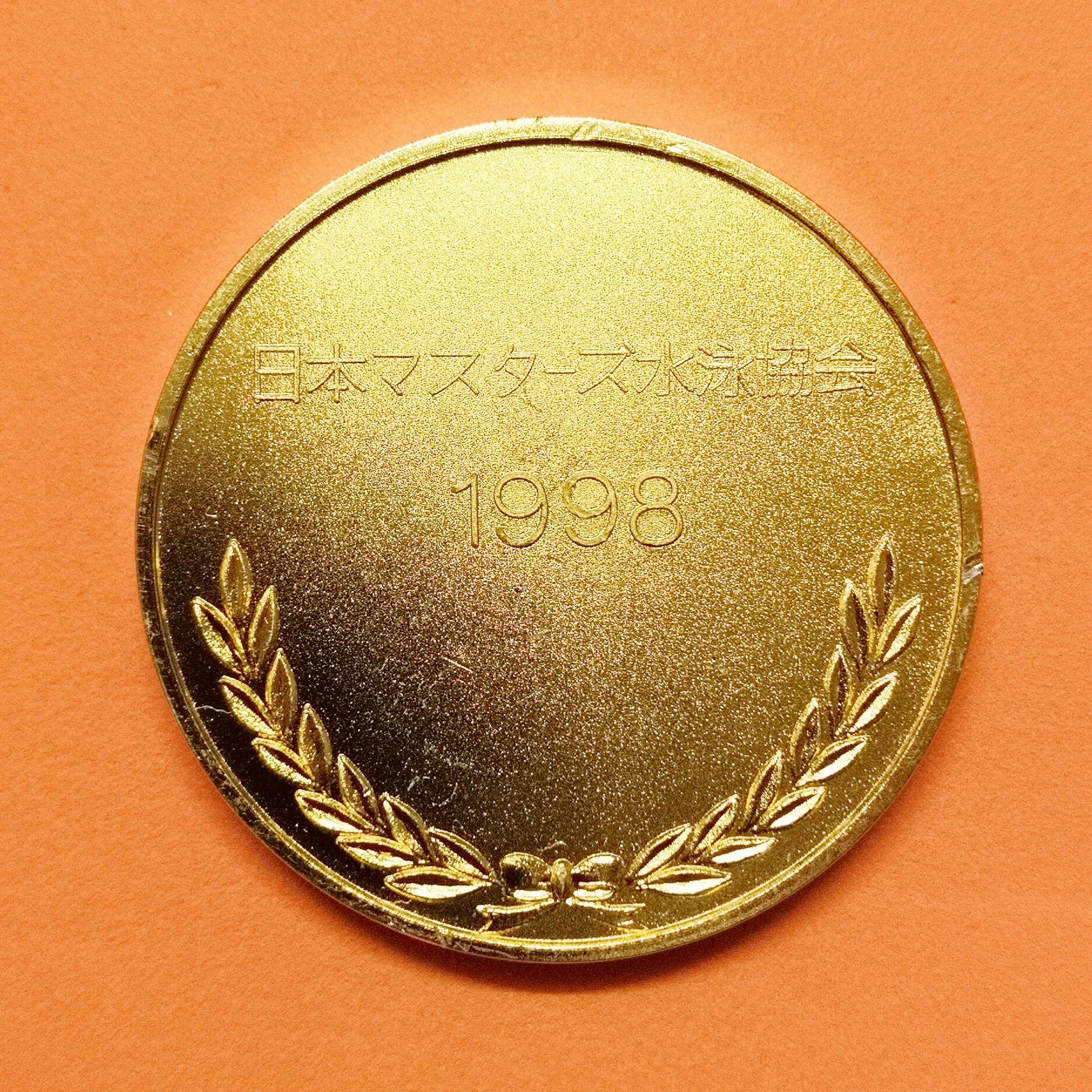 เหรียญ สมาคมว่ายน้ำ ประเทศญี่ปุ่น ปี คศ 1998 เหรียญชุบทอง ขนาด 4.9 เซน เหรียญหนา