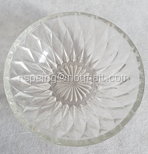 ชามแก้วใสและฝาปิดวินเทจ ลายเพชร อย่างหนา ชุดที่ 3