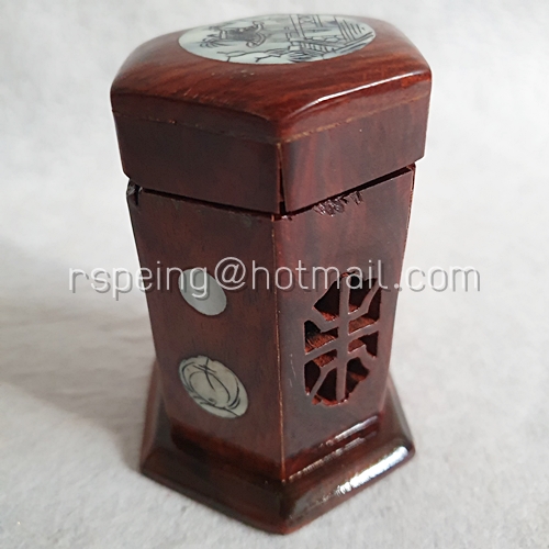 กล่องใส่ไม้จิ้มฟัน ไม้ชิงชันฝังเปลือกหอยมุก งานทำมือเวียดนาม