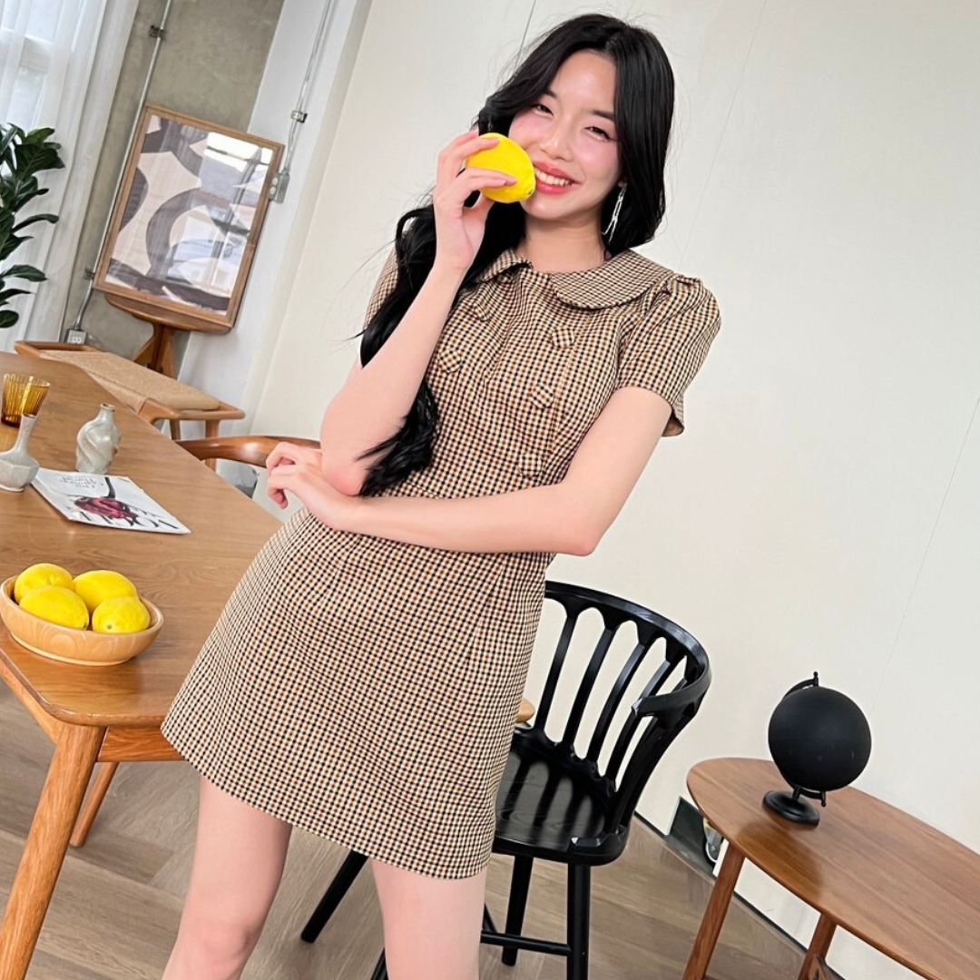 Lism D-096 Vintage Charm Check Dress ชุดเดรสน่ารักๆ