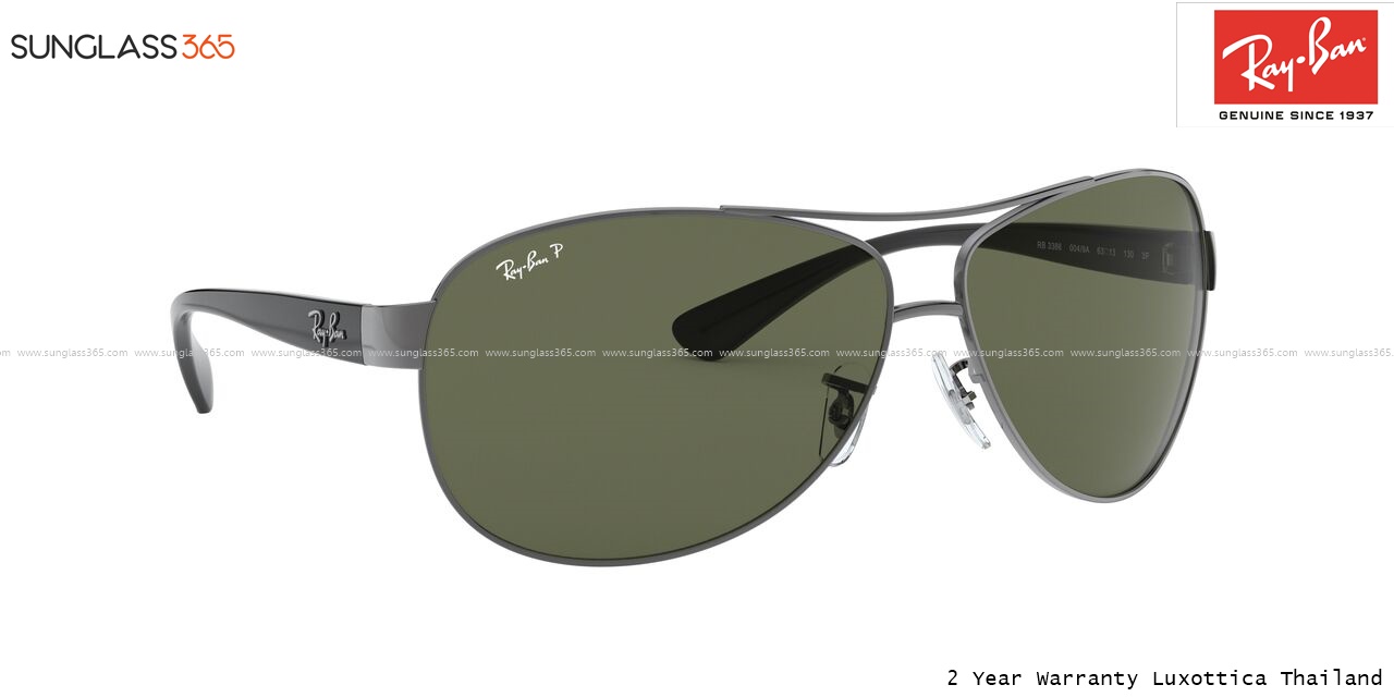 Ray Ban RB3386 004/9A gunmetal/Green polarized lens Aviator