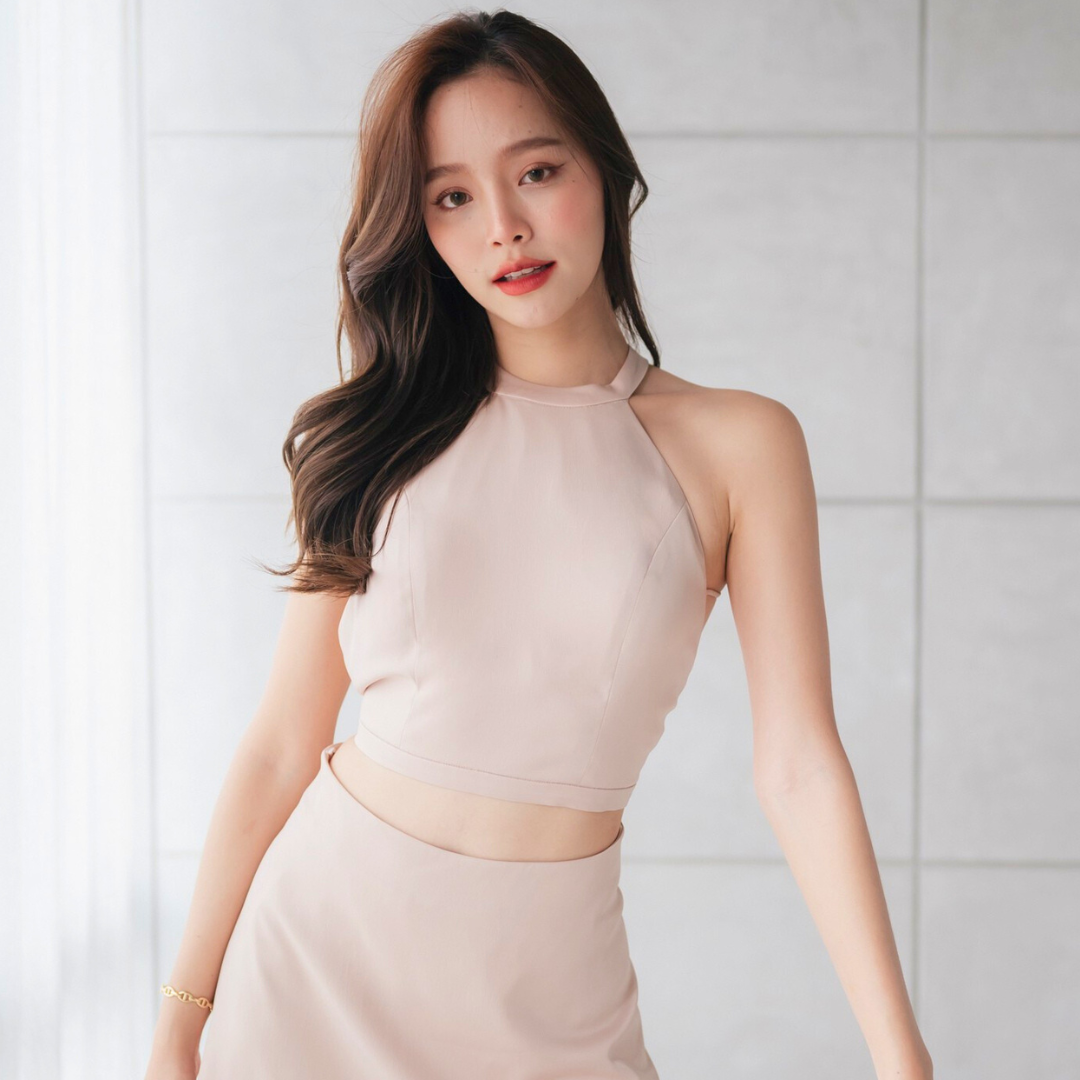 LISM S-037 Charm Curve Top เสื้อครอปผูกหลัง