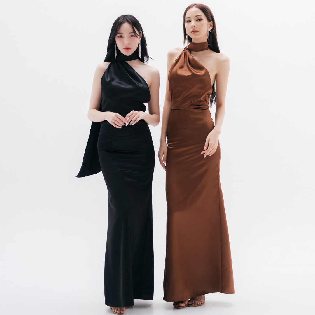 Lism D-095 ชุดเดรสซาตินยาวสุดหรู
