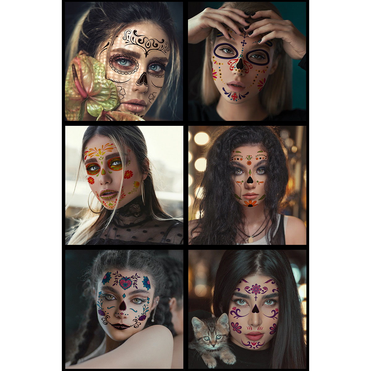 Tattoo Halloween สติ๊กเกอร์แต่งหน้าลายฮาโลวีน #G