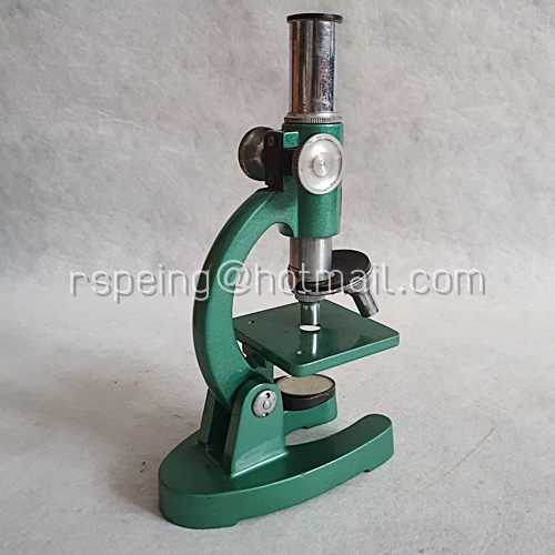 กล้องจุลทรรศน์เก่า 60X-450X BIDHAYA-BHAND พร้อมกล่องไม้ และกล่องแผ่นกระจกตัวอย่างวัตถุ (Microscope Slides)