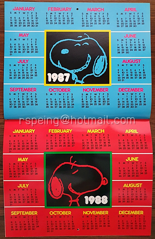 ปฏิทินแขวน Snoopy 1987 (2530) Month by Month