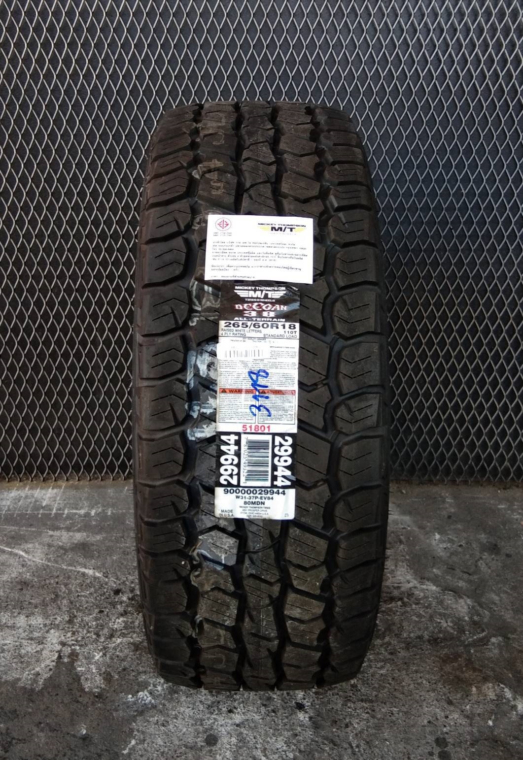 #แนะนำยางใหม่ #MICKEY_THOMPSON_DEEGAN_38AT 265/60R18 เส้น 8500 ปี18 ปรกติ 10500