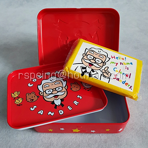 กล่องสังกะสีเคลือบ KFC COLONEL CAN-CAN สีแดง