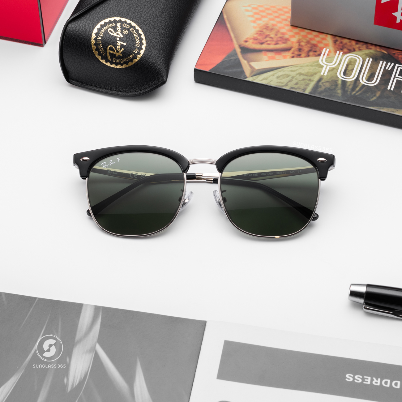 Ray Ban Clubmaster RB4418D 6670/9A Black on Silver