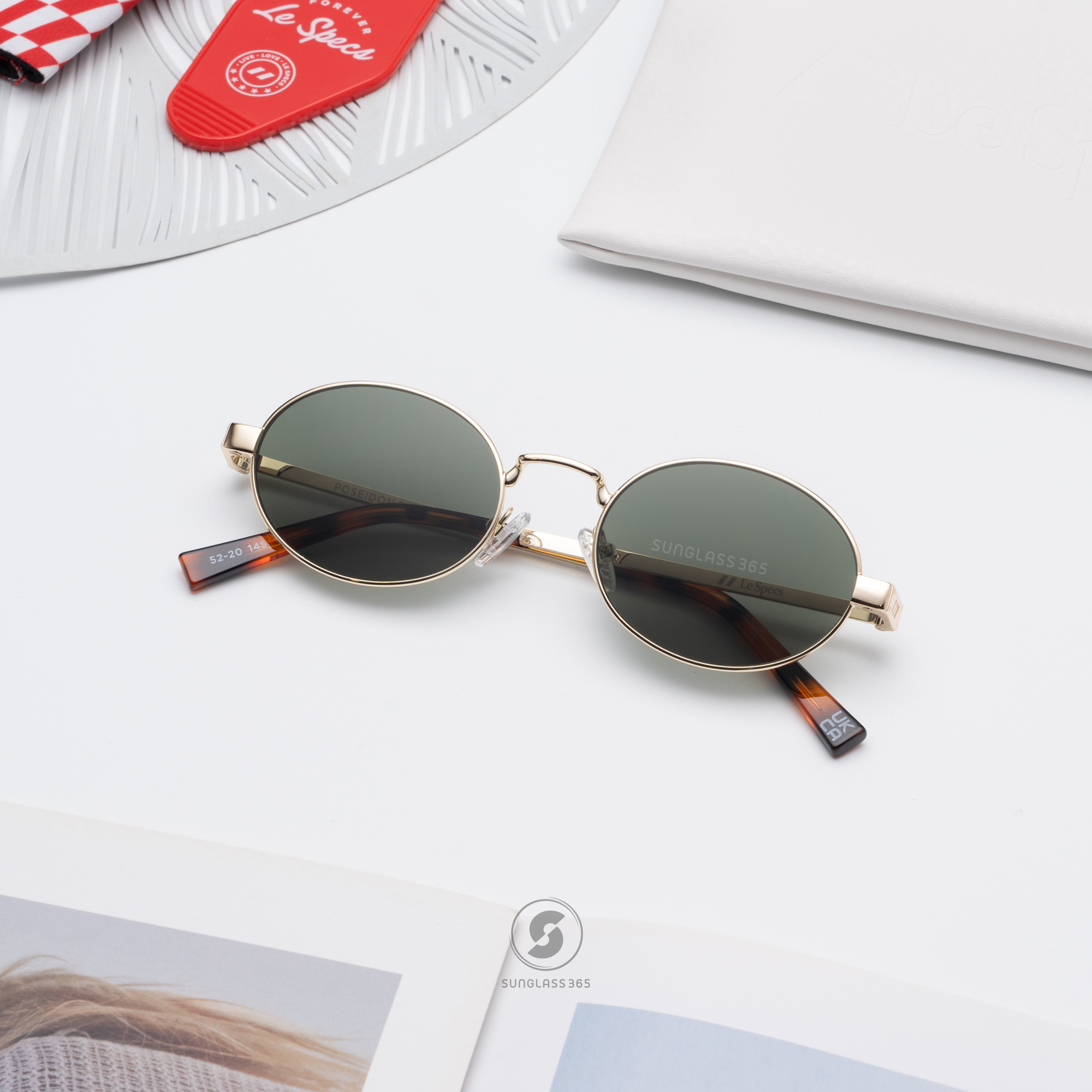 แว่นกันแดด Le Specs LSP2452415 POSEIDON DEUX Gold - Khaki Mono