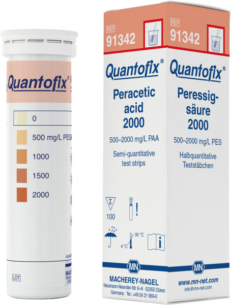 QUANTOFIX® Peracetic acid 2000 test strips 91342 กระดาษทดสอบกรดเปอร์อะซิติก 2000