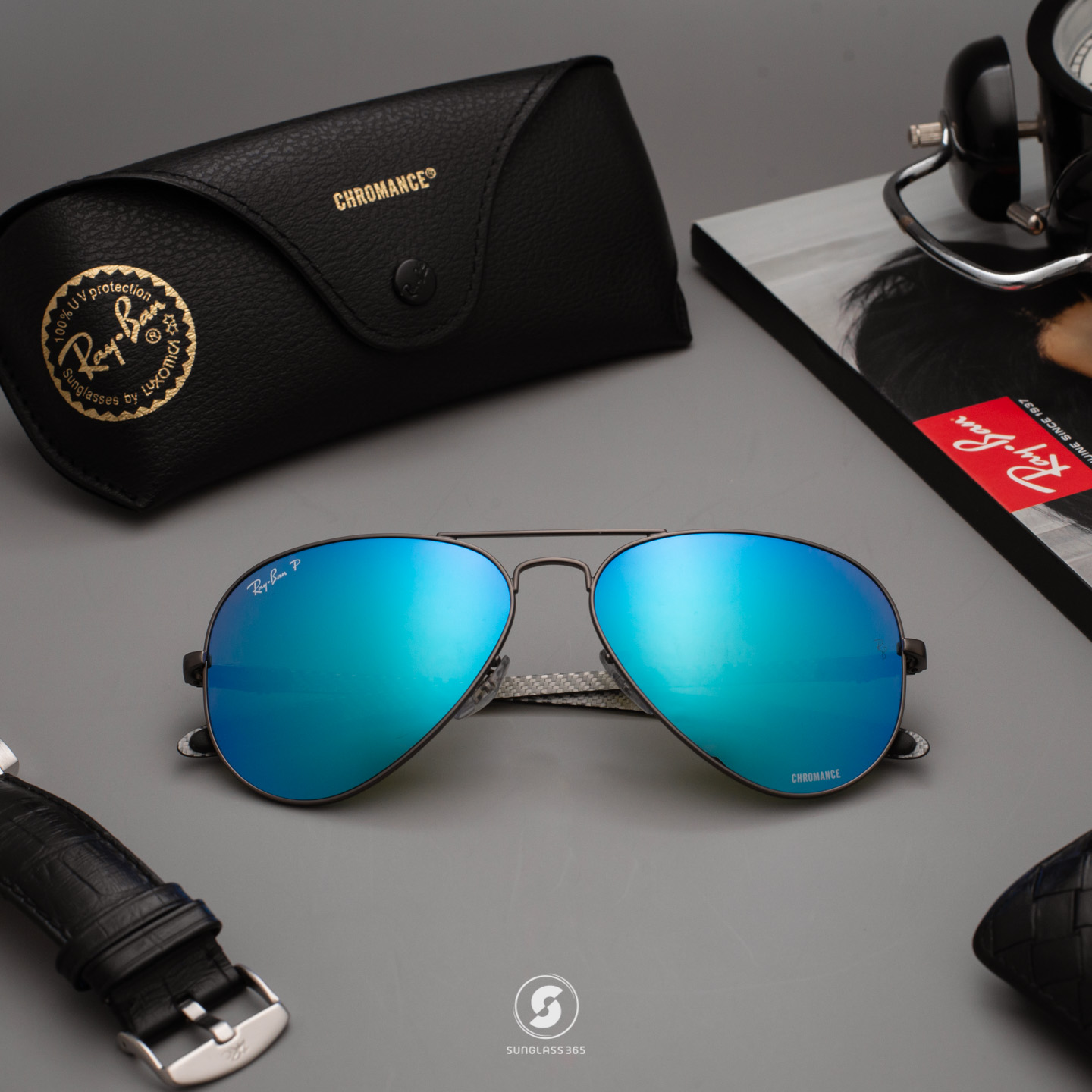 Ray-Ban RB8317CH 029/A1 Carbon Fibre Mirror Chromance Polarized