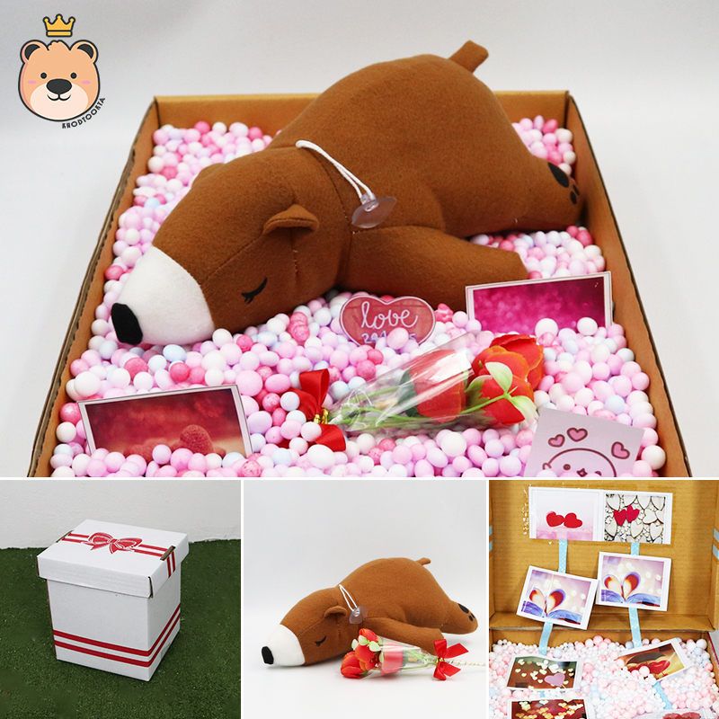 เซ็ตเซอร์ไพรส์ ตุ๊กตา หมีขี้เซา size 8นิ้ว สี [สขาว ,ชมพู ,สีชา ,สีช็อค ] พร้อมเม็ดโฟมคละสี น่ารัก กล่องเปิดฝาเล็กกว่าครึ่งAขาว (ส่งด่วน)