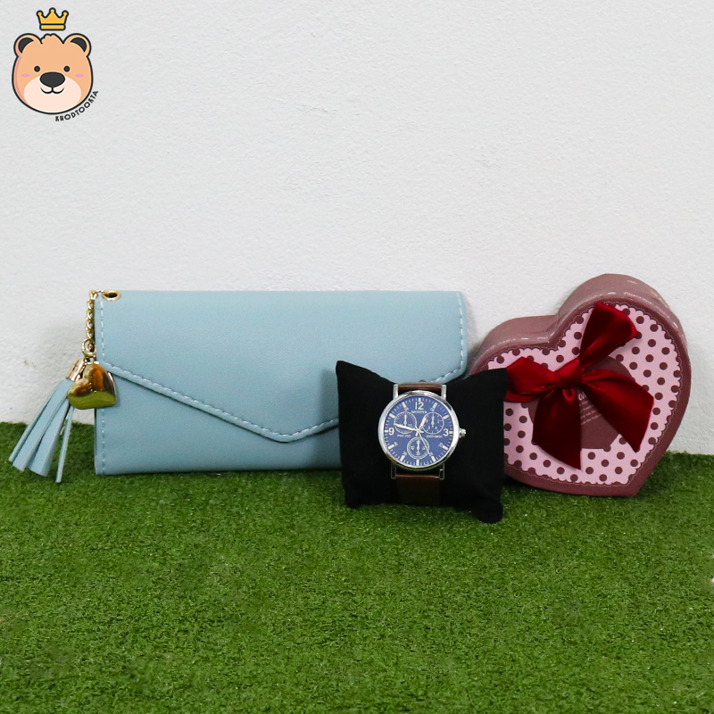 ของขวัญให้แฟน ของขวัญผู้หญิง เม็ดโฟมเต็มกล่อง นาฬิกา+กระเป๋าตัง *ได้ของตามแบบที่ลูกค้าเลือก